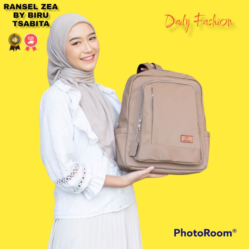 RANSEL ZEA BY BIRU TSABITA BAHAN CHOCOLY ANTI AIR WATERPROOF PREMIUM UKURAN JUMBO MUAT LAPTOP