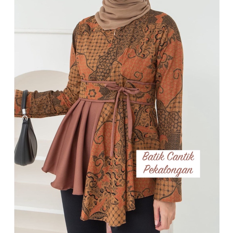 Baju Batik Wanita Modern Atasan Blouse Batik Kerja Kantor Wanita Seragam Batik Modern M L XL XXL Batik Alina