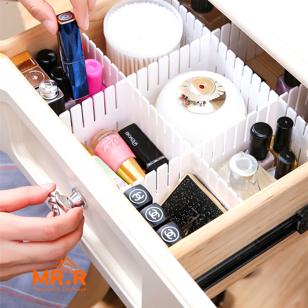 Partisi Pembatas Laci Plastik Isi 4 DIY Drawer Partition Divider