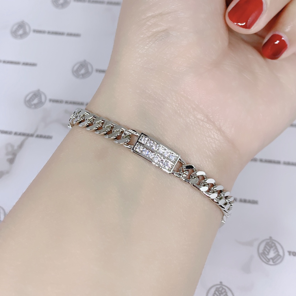 Xuping Silver Gelang Tangan Wanita Model Rantai Permata *72