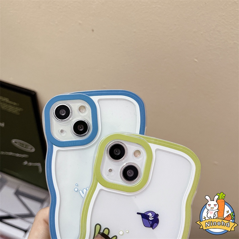 IPHONE Casing Kompatibel Untuk Iphone14 13 12 11 Pro Max X Xr Xs Max8 7 6 6s Plus Kartun Lucu Monster Bergelombang Frame Phone Case Transparan Shockproof Airbag Pelindung Silikon Soft Case