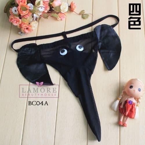 CELANA DALAM THONG SEKSI MOTIF GAJAH UNDERWEAR PRIA HITAM BC04A BAHAN BERKELAS