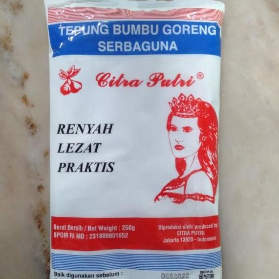 

Tepung Citra Putri 250GR HALAL / Tepung Bumbu Goreng Ayam Serbaguna