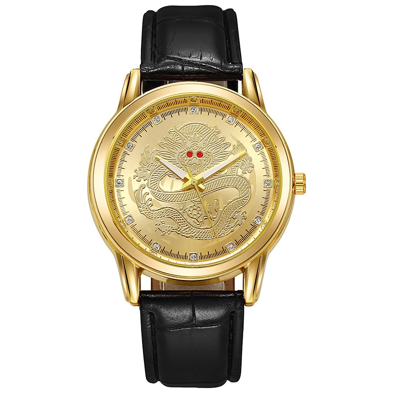 ✅COD [BBS] Jam Tangan Pria Wanita Analog Model Classic Tali PU Leather Motif Naga JT-08