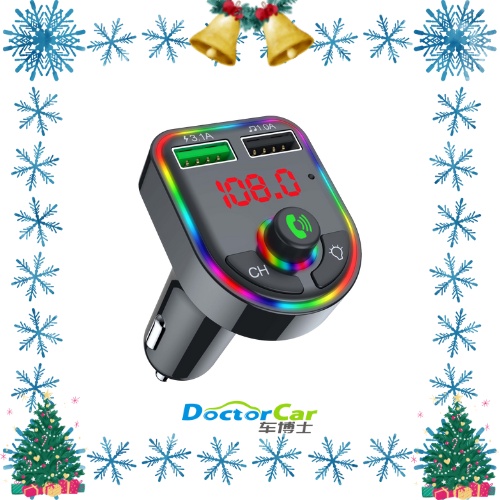 Charger Mobil FM Modulator Bluetooth Receiver MP3 Transmitter Audio Dual Port RGB Light