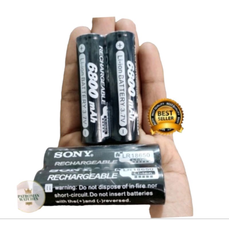 Baterai Sony 6800 mAh Pala 3.7 Volt batreai Charger Senter SWAT Kipas Tangan