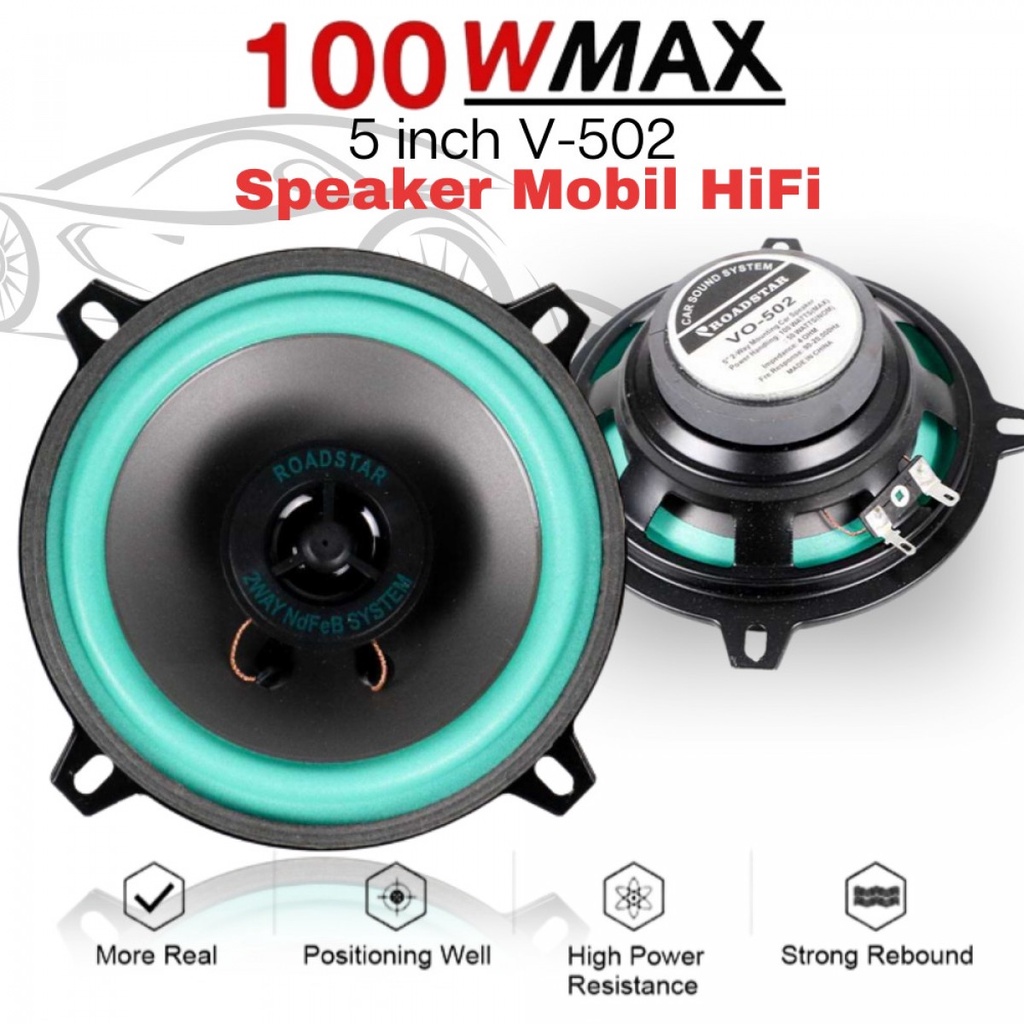 Taffstudio Roadstar Speaker Subwoofer Speker Mobil HiFi 5 Inch 100 W-VO 502
