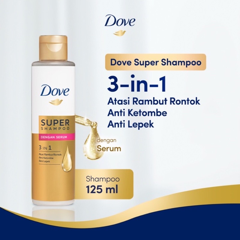 Jual DOVE 3 in 1 Super Shampoo Hair Serum 125ml / Shampoo Anti Lepek