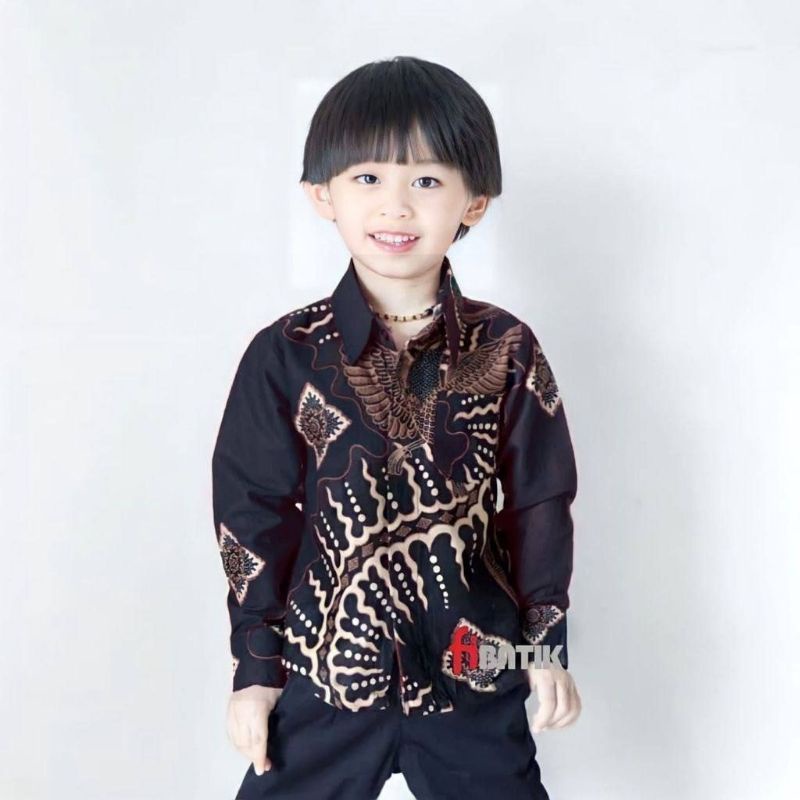 Couple Batik Ayah Dan Anak Laki-laki // Kemeja Batik Pria Dewasa Dan Anak Cowok Motif klabang Warna Hitam Motif Klabang