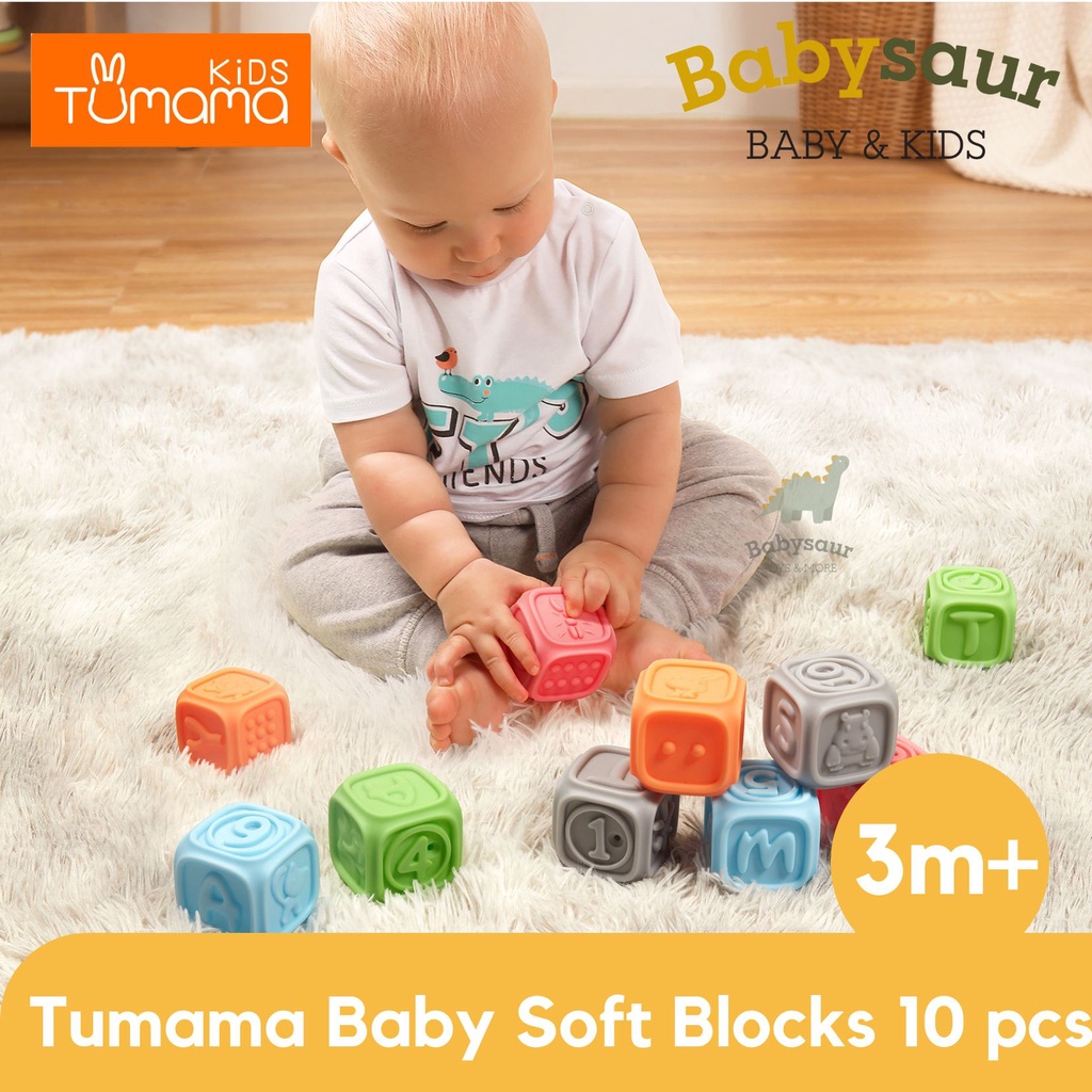 Jual TUMAMA Baby Sensory Soft Blocks Squeezy Rubber Toy Toys Mainan