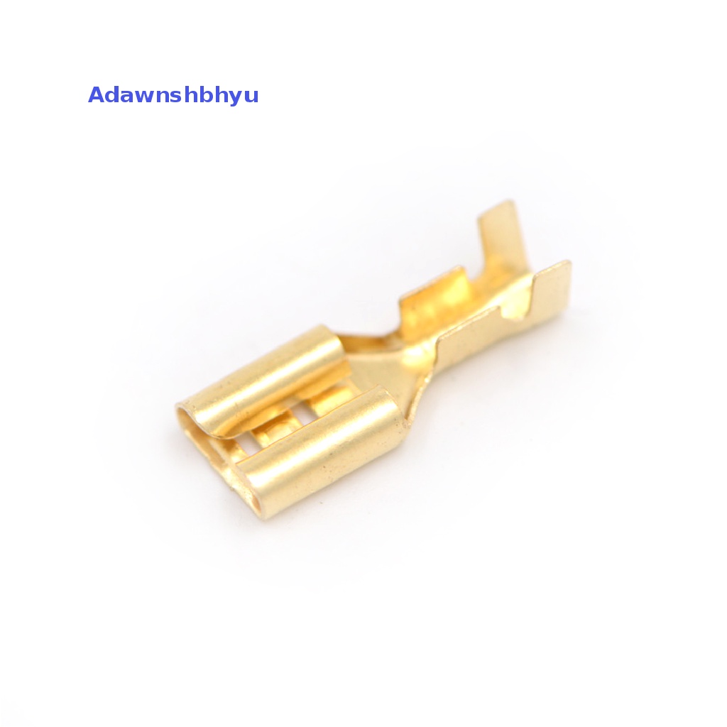 Adhyu 100pcs 4.8mm Emas Kuningan Speaker Mobil Female Spade Terminal Wire Connector ID