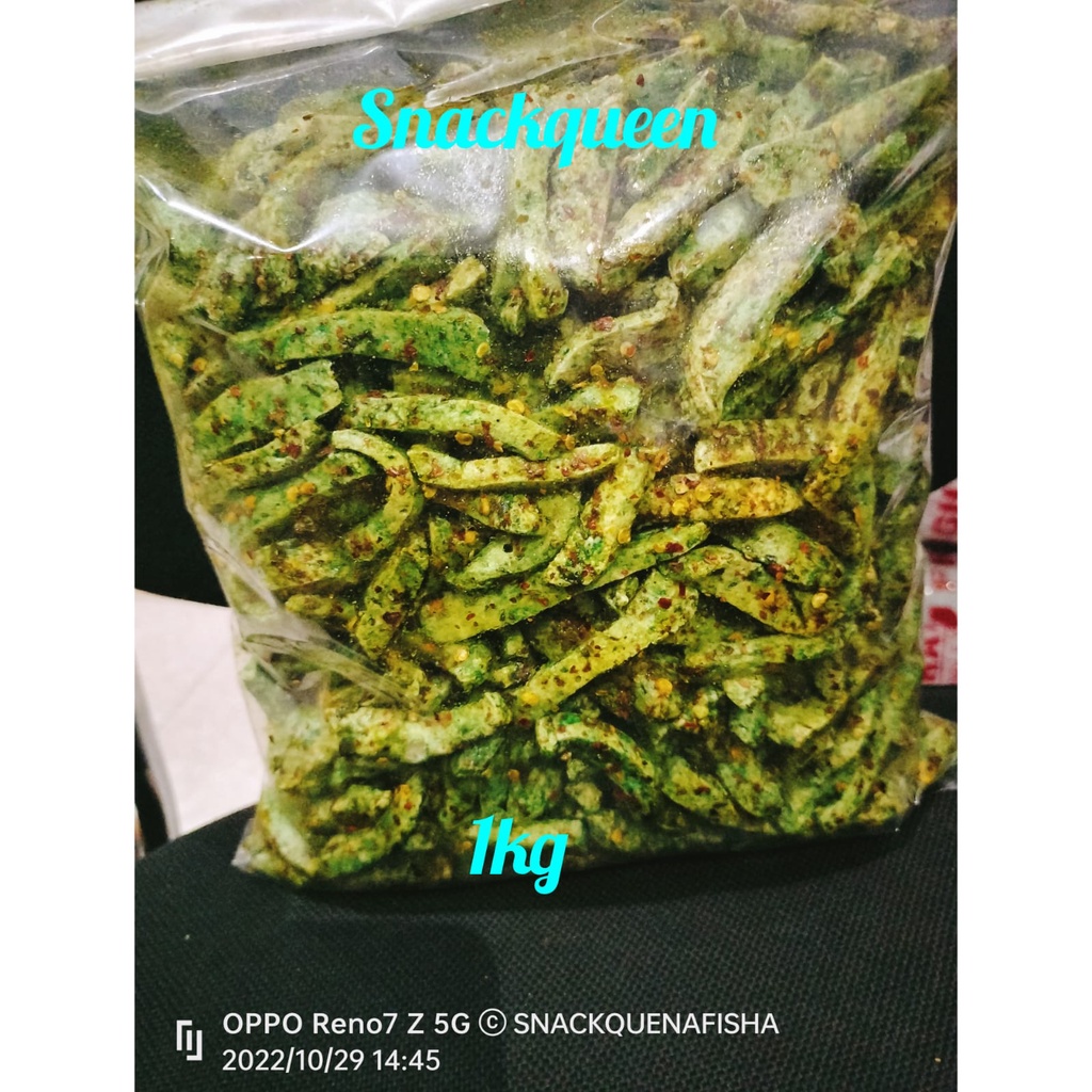 

pink Basreng baso goreng pedas bumbu cabe hijau isi 1kg