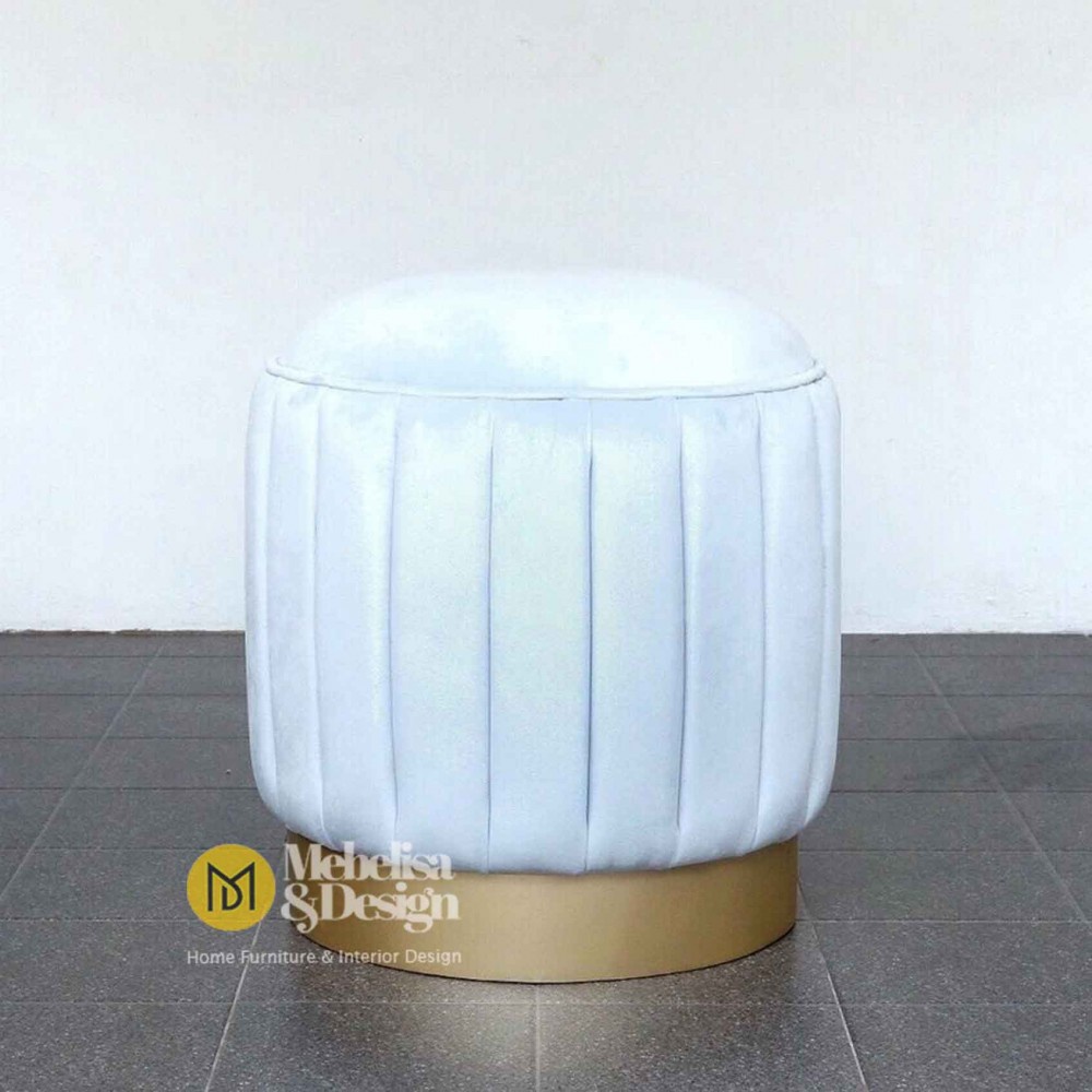 Luxury Stool Pouff Ottoman Kursi Bulat Kain Bludru
