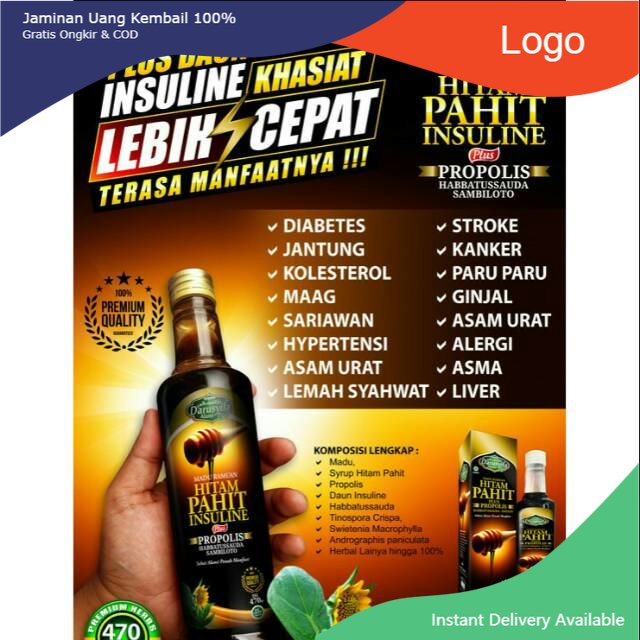 

Madu Ramuan Hitam Pahit INSULINE DARUSYIFA Plus Propolis BUKAN Madu Hitam Pahit Arrohmah