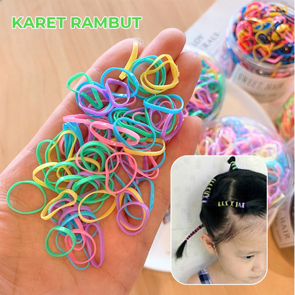 Karet Jepang Isi 600pcs Ikat Rambut Anak Warna Warni Tali Kunciran Rambut Perempuan Hair Tie aksesoris rambut | GROSIRXPRESS