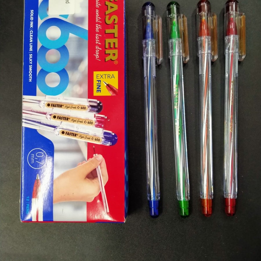 

Pulpen FASTER C-600 0.7mm Non-Mekanik Merah/Bolpoin/Pena