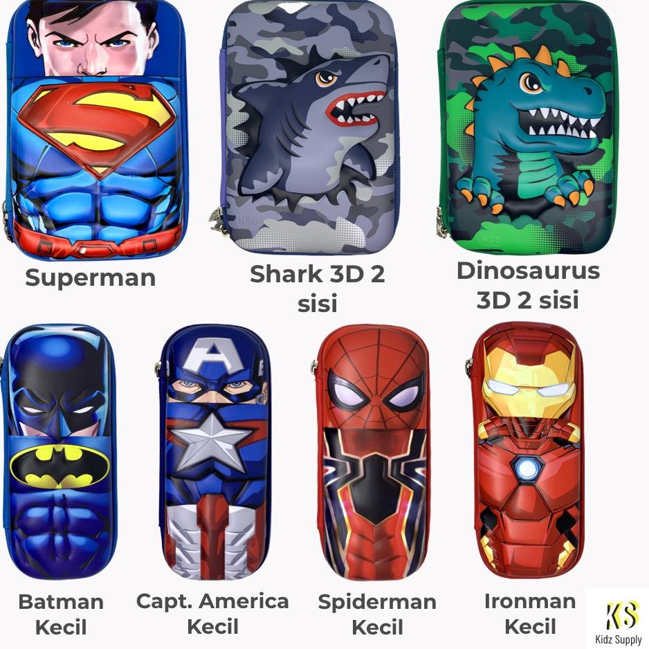 

[KODE 8IHDT] Tempat pensil spiderman Kotak pensil anak laki laki hardcase 3D marvel ironman superman