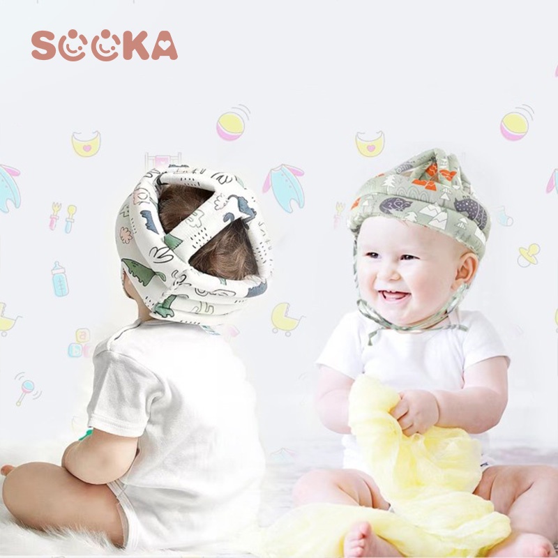 SOOKA Bantal pelindung kepala bayi Topi pelindung kepala bayi Helm Anti Jatuh Bantal Helm Belajar Jalan | Baby Head Safety Helmet Bahan Tebal 3 Cm Adjustable Untuk Bayi 5-24 Bulan SK-EBA1103