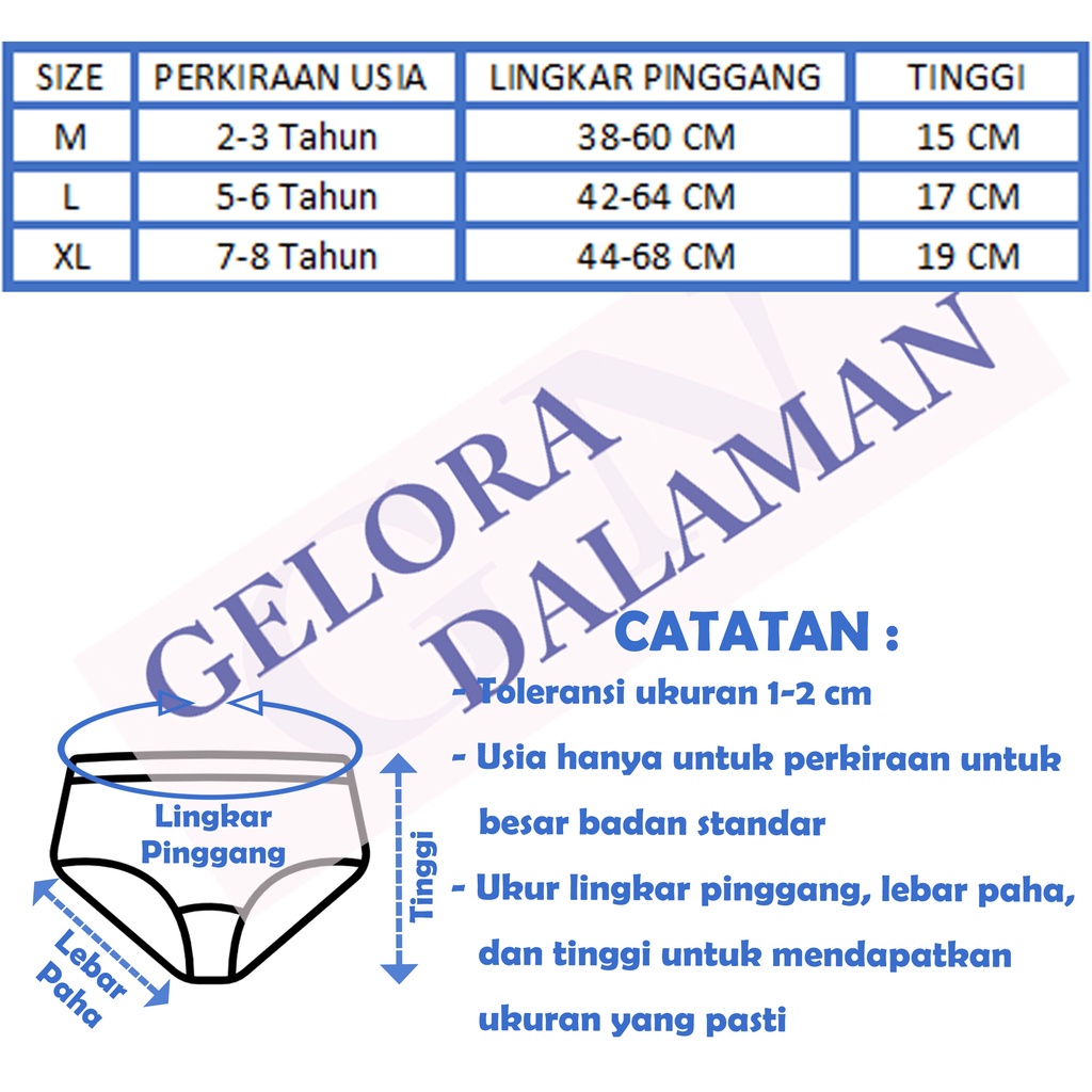 6 Pcs Celana Dalam Anak Perempuan Cd Motif