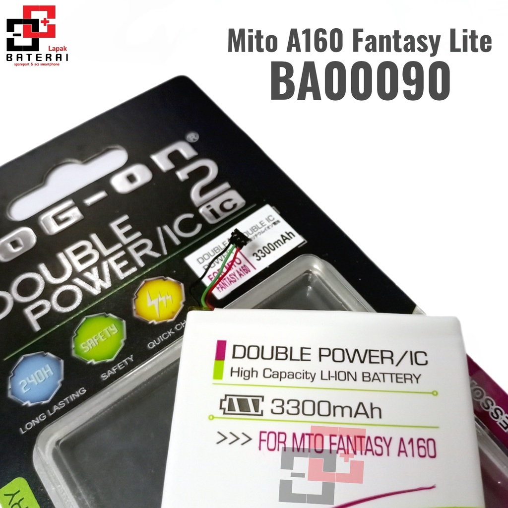 LOG - ON Baterai Mito A160 Fantasy Lite BA00090 Double IC Protection Battery Batre