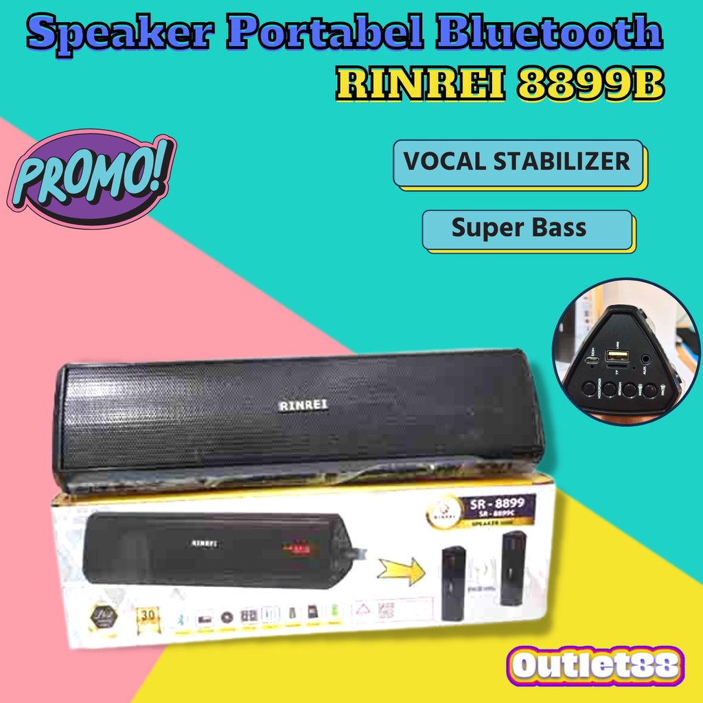 Speaker Bluetooth Rinrei Portable Xtra Bass SR-8899C Speker Salon Bluetooth Memory Usb Aux Radio Mul