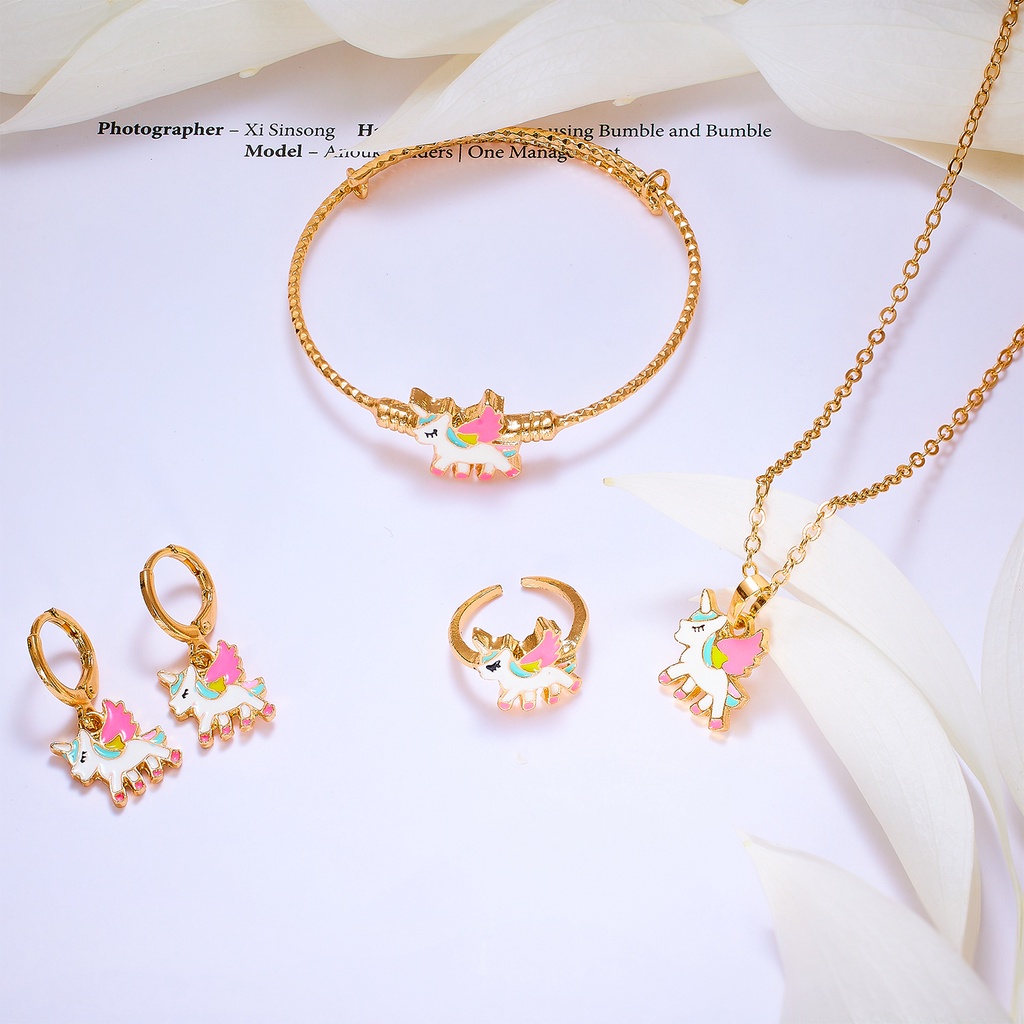 Set Perhiasan Anak Lapis Emas Titanium Anti Karat Model Terbaru Warna Muda