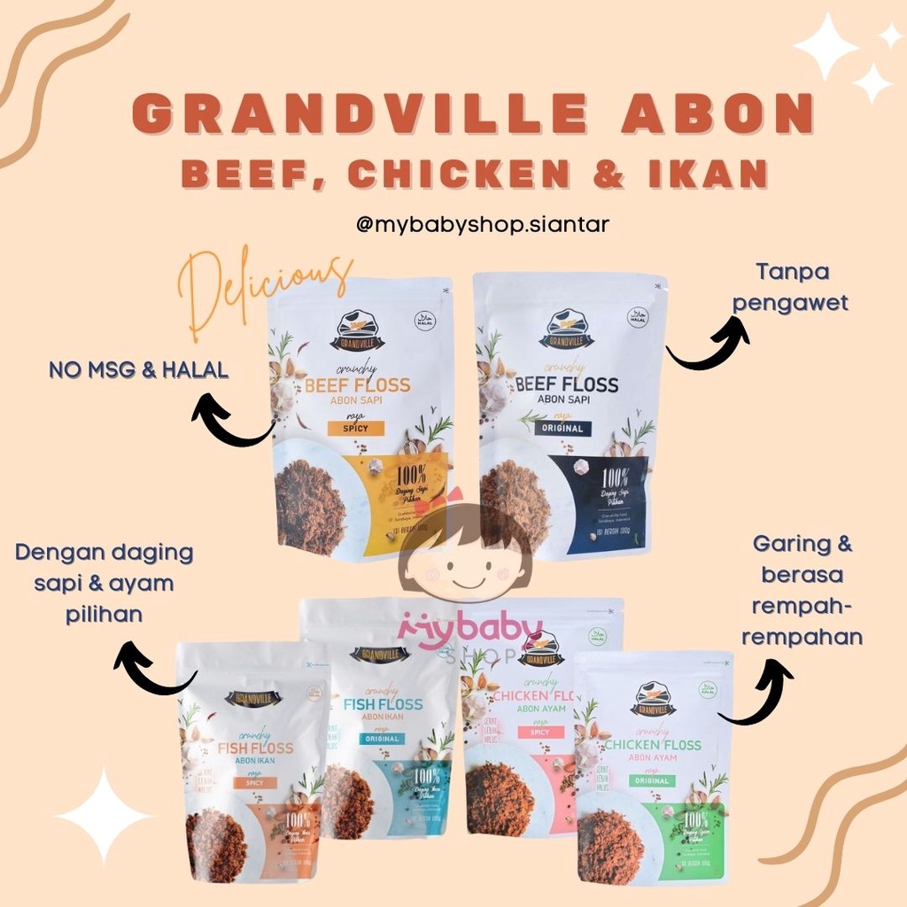 

Grandville Abon Crunchy - Ayam Ori - Ayam Spicy - Sapi Ori - Sapi Spicy 100gr - Abon anaK