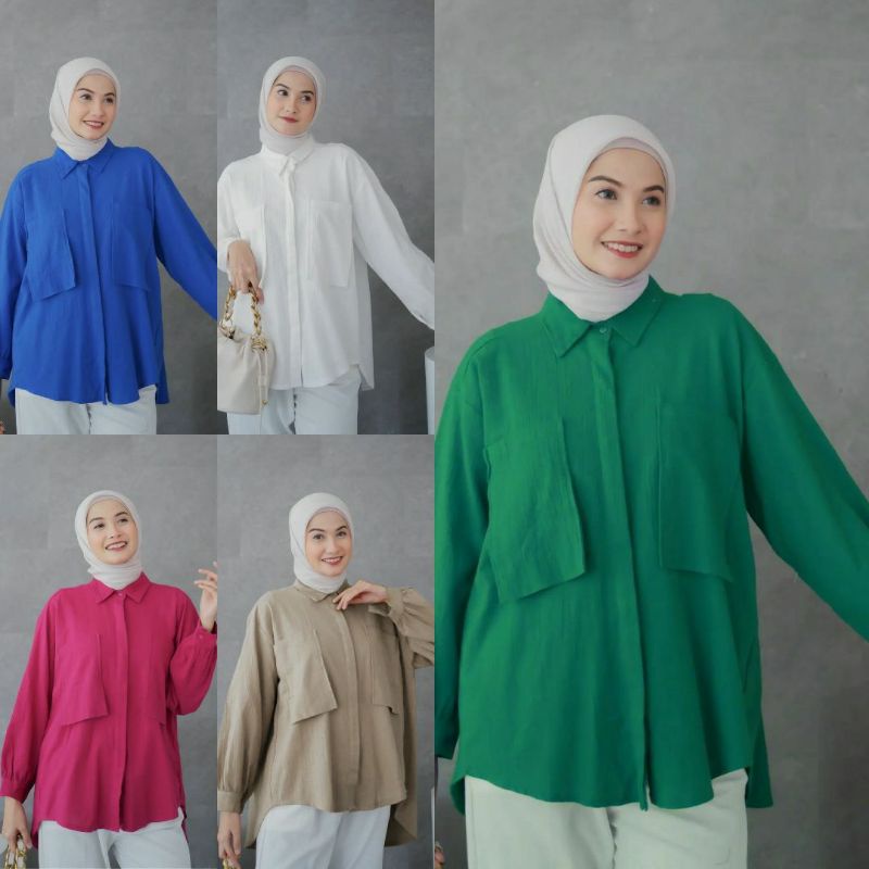 Kemeja Oversize Linen Kemeja Oversize Pocket Linen Kemeja Oversize Wanita Kemeja Oversize Kekinian K