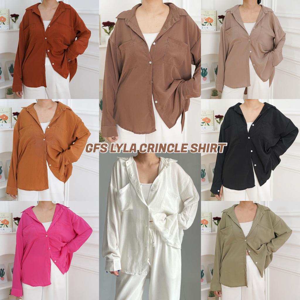 BEFAST - ZFS OOTD KEMEJA NIA /  LYLA CRINCLE SHIRT / Hem Kerja Terlaris / Kemeja Oversize Termurah / Hem Polos Formal / Pakaian Casual Wanita / Kemeja Lengan Panjang Terlaris / Fashion Style Korean Wanita