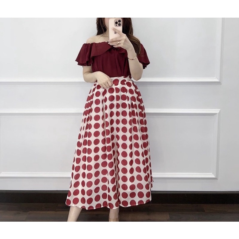 Sabrina Layer Top with Polka Skirt Set