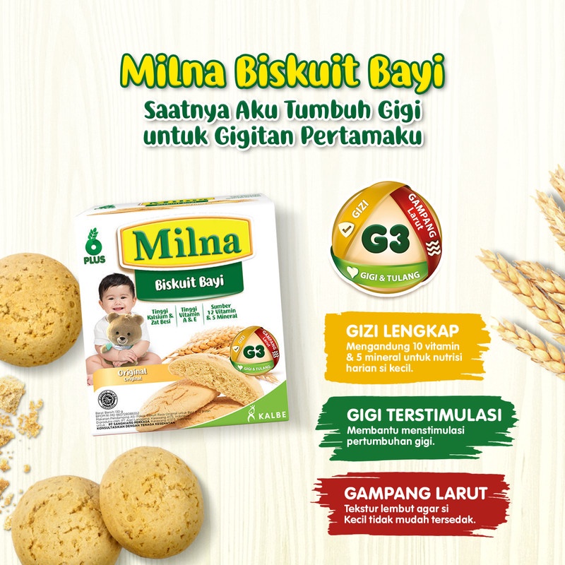 Milna Biskuit Bayi Sehat 6+ Camilan Snack Biscuit Cemilan Selingan MPASI untuk usia anak 6 bulan