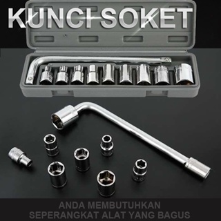 Tool Kit 10 In 1 Kunci Sock - Pas - SHOCK - Sok Obeng Alat Bengkel Set
