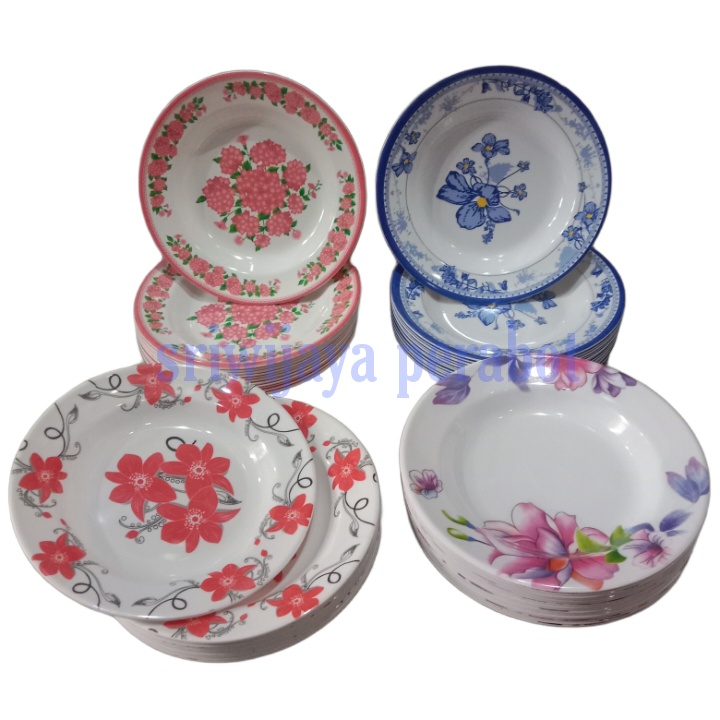 PIRING MELAMINE 9&quot; MOTIV | PIRING MAKAN MELAMIN 9&quot; MOTIV BUNGA 6PCS