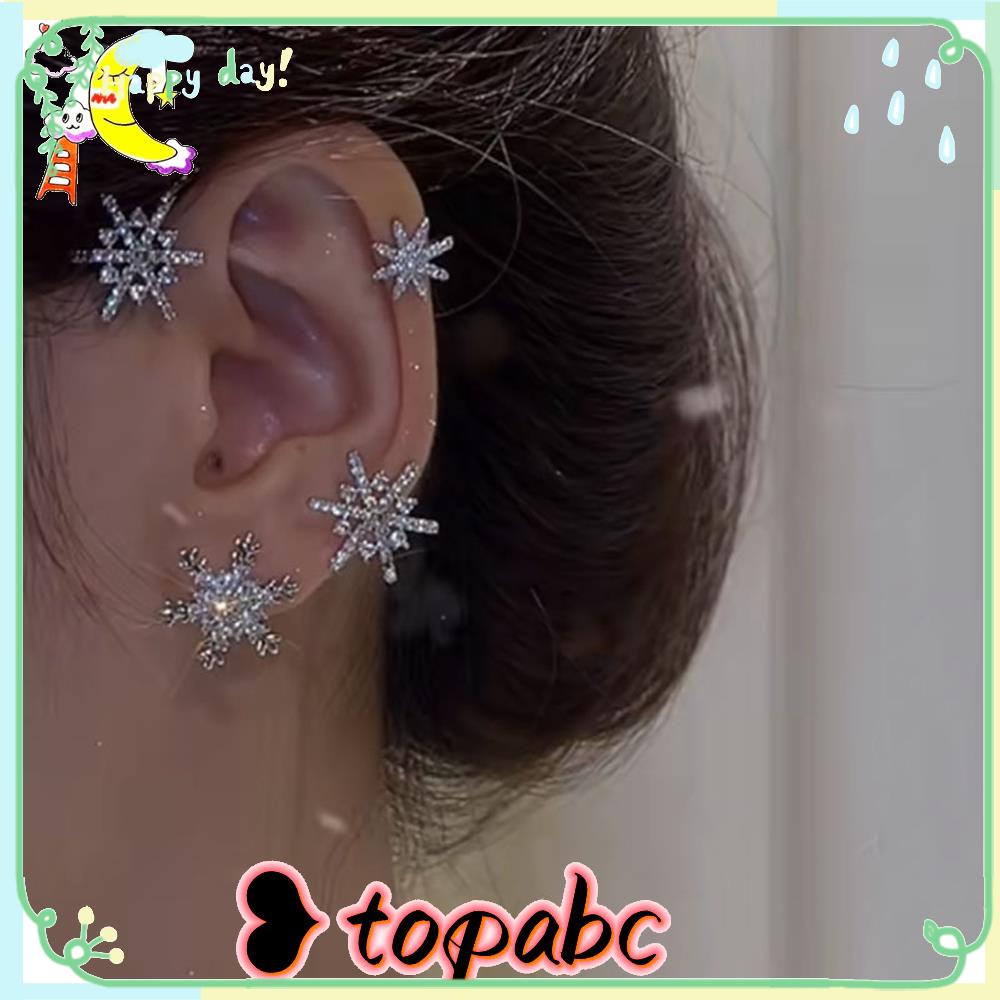 Top Snowflake Ear Wrap Pembungkus Telinga Hadiah Natal Baru Perhiasan Tanpa Tindik Anting Tragus