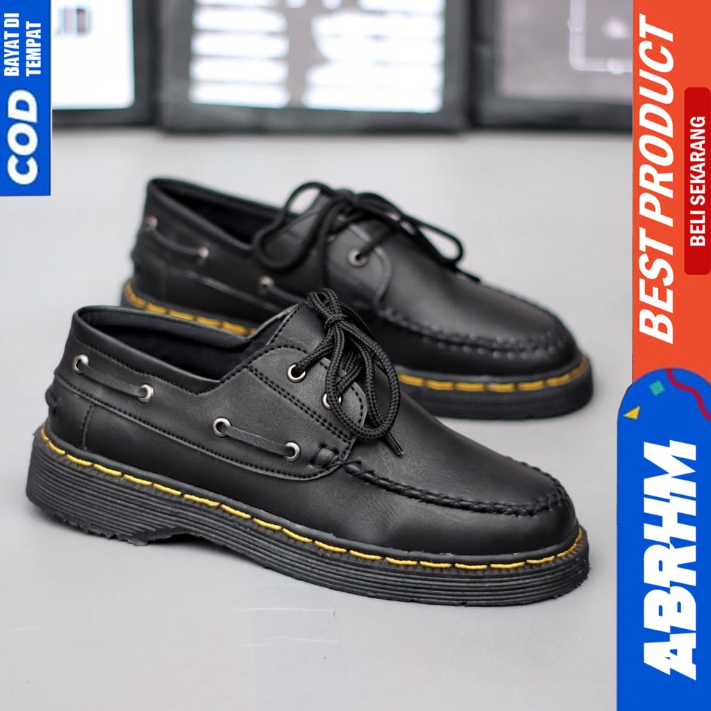 Sepatu Formal Pantofel Docmart Low Boots Kerja Pria Hitam Abrhm HUGO