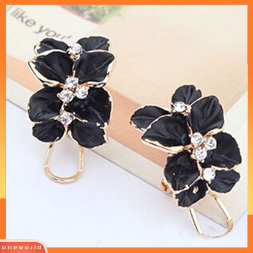 [WONE] Panas Elegan Wanita Gardenia Bunga Berlian Imitasi Ear Stud Earrings Perhiasan Hadiah