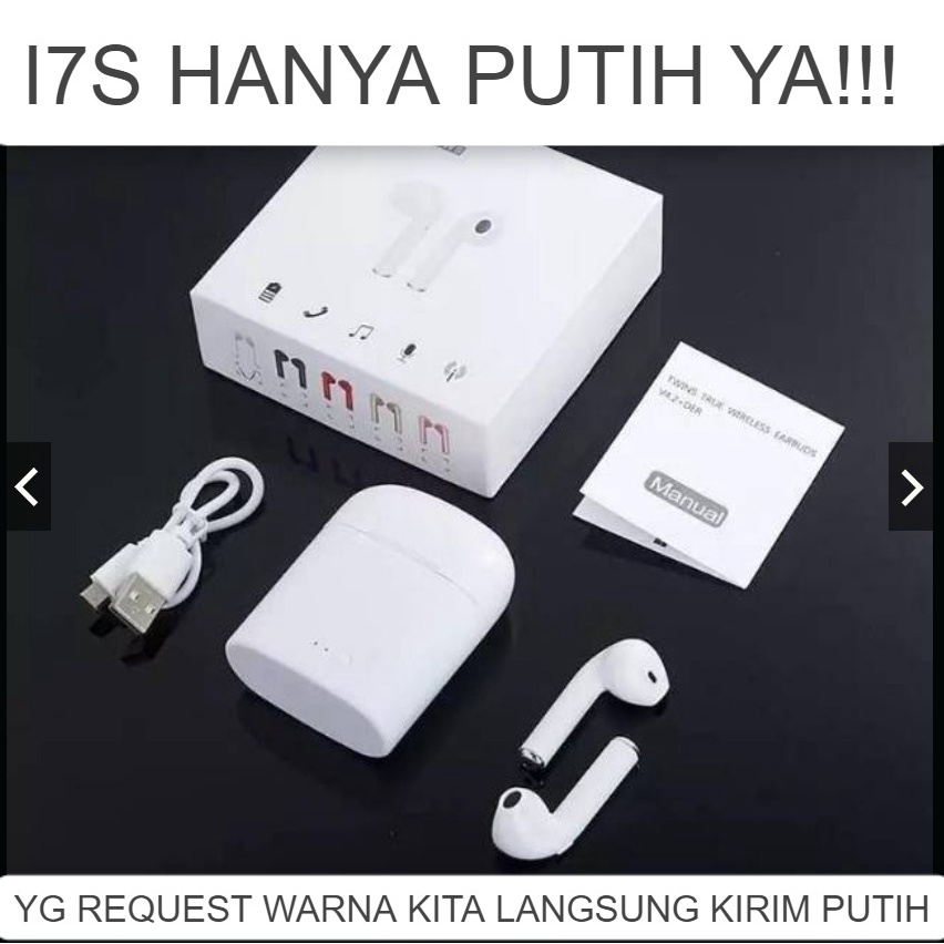 i7S TWS Headset Earphone Bluetooth Wireless Hanya ada Putih!!