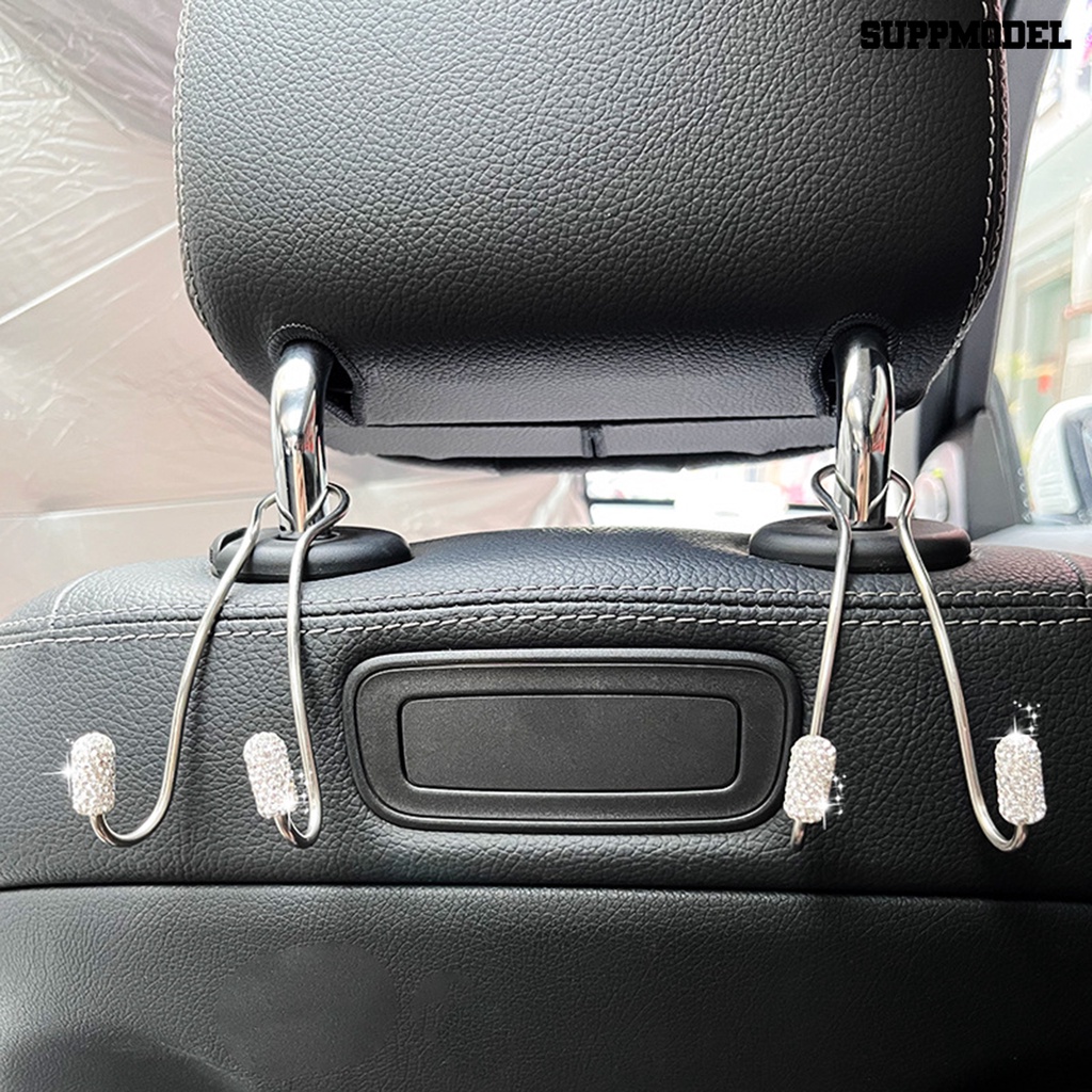 [Dekorasi] 1pasang Pengait Headrest Mobil Stainless Steel Kuat Beban Bantalan Aksesoris Interior Berlian Imitasi Berkilau Otomotif Gantungan Kursi Belakang Organizer Untuk Kendaraan