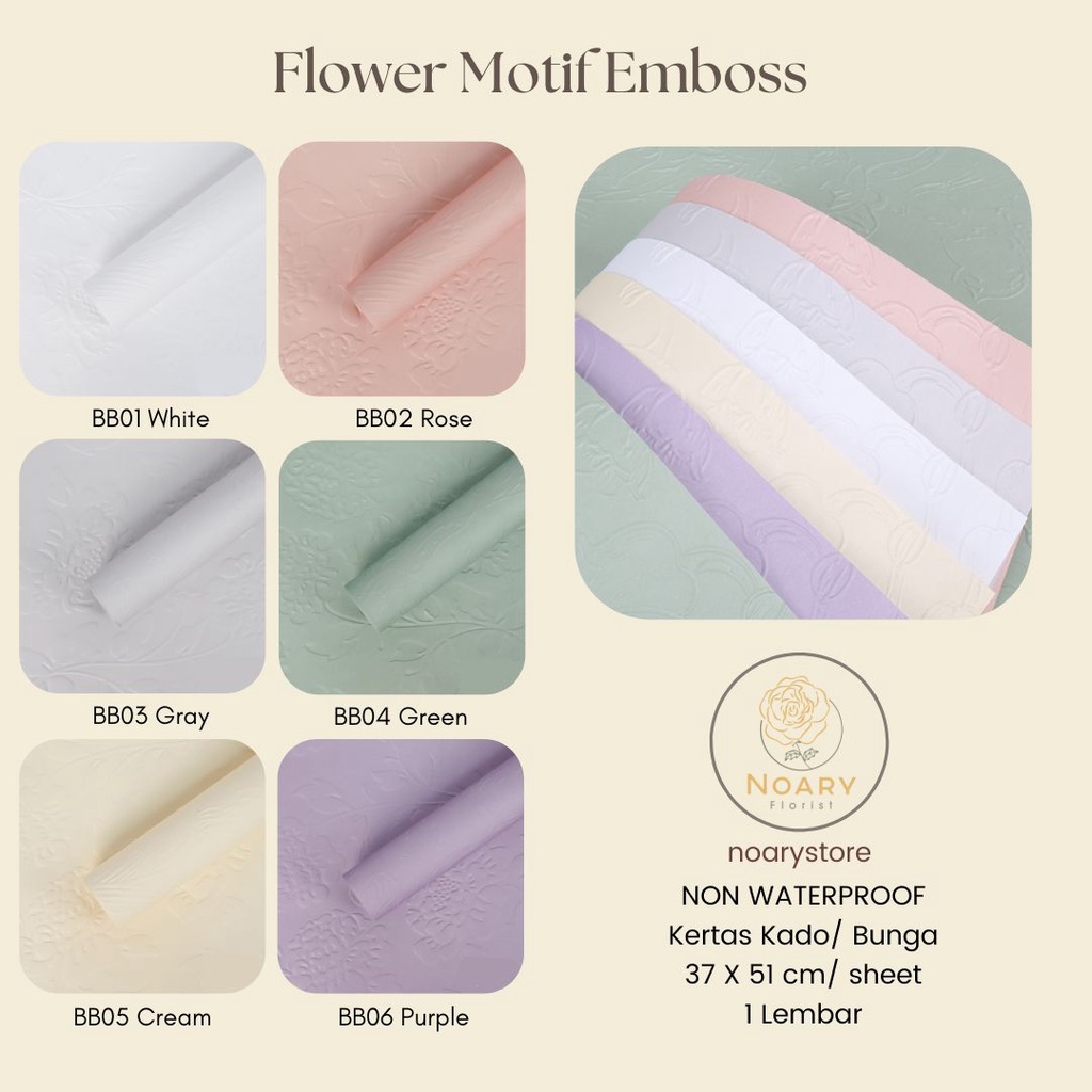 Flower Motif Emboss Cellophane Kertas Bucket