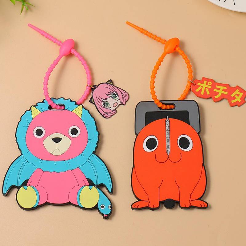 Spyxfamily Anya Forger Chimera Chainsaw Man Denji Pochita Silicon Luggage Tag Tag Tag Portable Gaya Anime Untuk Anak Perempuan Laki Laki Sarung Kartu Dalam Stok New Arrival LY