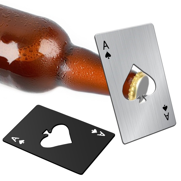 (KARTU) Pembuka Botol Stainless Kartu Poker AS / Ace Card Bottle Opener / Kartu Pembuka Tutup Botol Bir/pembuka tutup botol motif kartu remi/poker