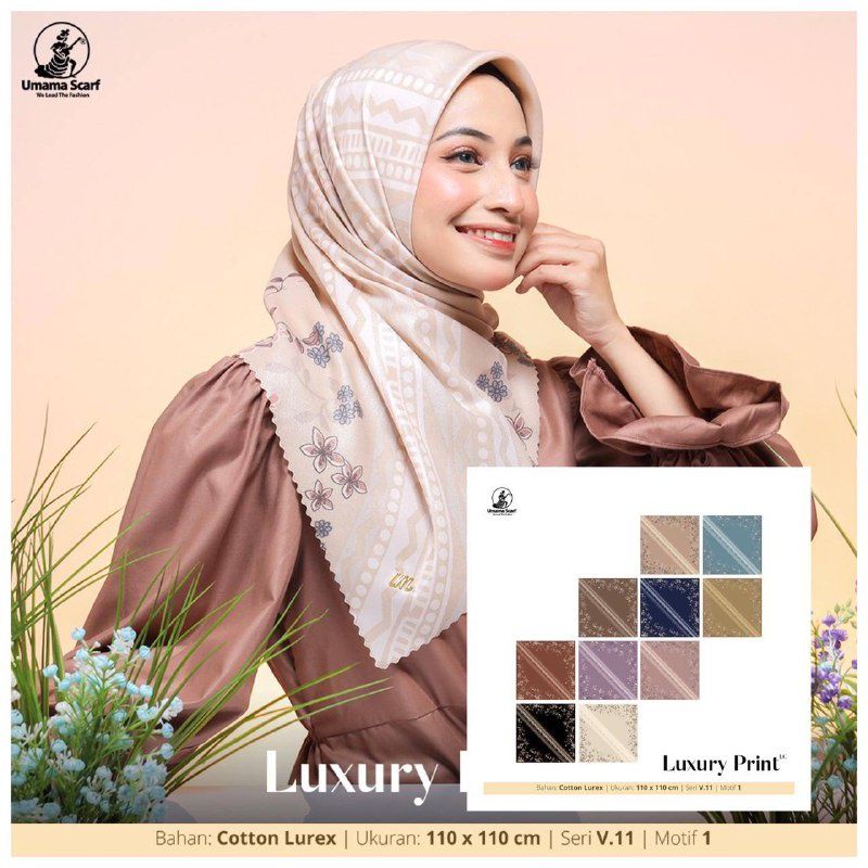 Grosir segiempat motif luxury print metal logo by umama scraft