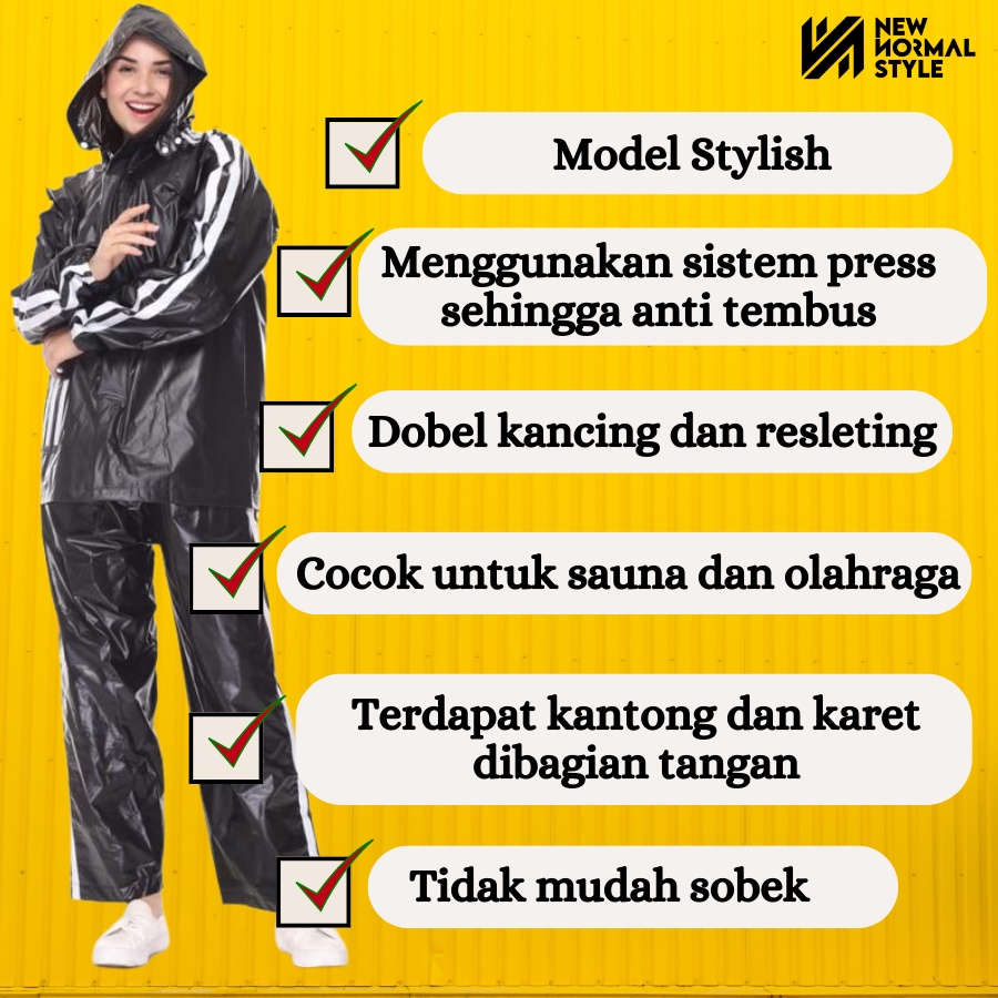 11 PRO Jas Mantel Mantol Raincoat Hujan Ujan Pria Wanita Dewasa Murah Keren Premium Outdoor Hitam