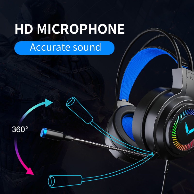 Headset Gaming WiredI Light Lampu Headphone Gaming Buat HP 3D Stereo Surround Bass Gaming Headset USB Virtual Surround LED 7.1 RGB with Mic - G58