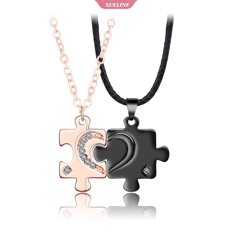 New fashion love puzzle Cinta Pasangan Kalung Sepasang Kepribadian Mode Sederhana Cinta Jarak Jauh Kreatif Hadiah Hari Valentine 2 Pcs/set [ZXL]