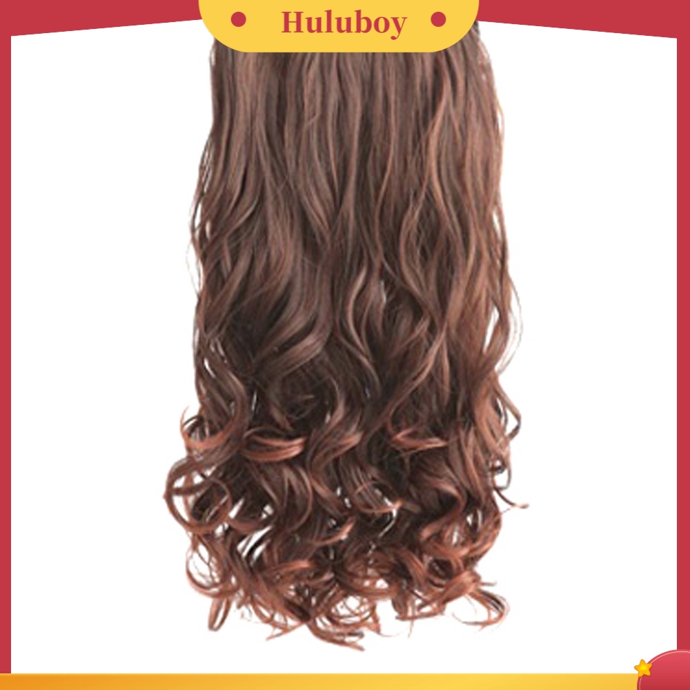 Wig Rambut Extension Model Keriting Gelombang Bahan Sintetis Untuk Wanita