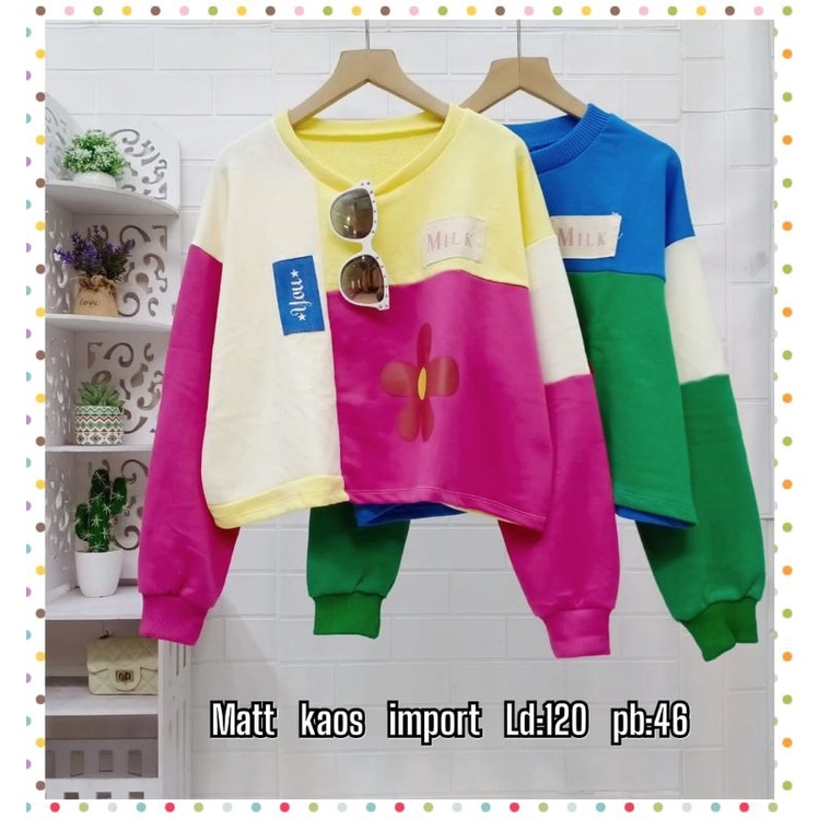 blus crop Matt kaos import/fashion wanita modern