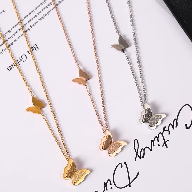 Kalung Titanium Kupu Kupu Elegan Simple Mewah Korea Fashion Style