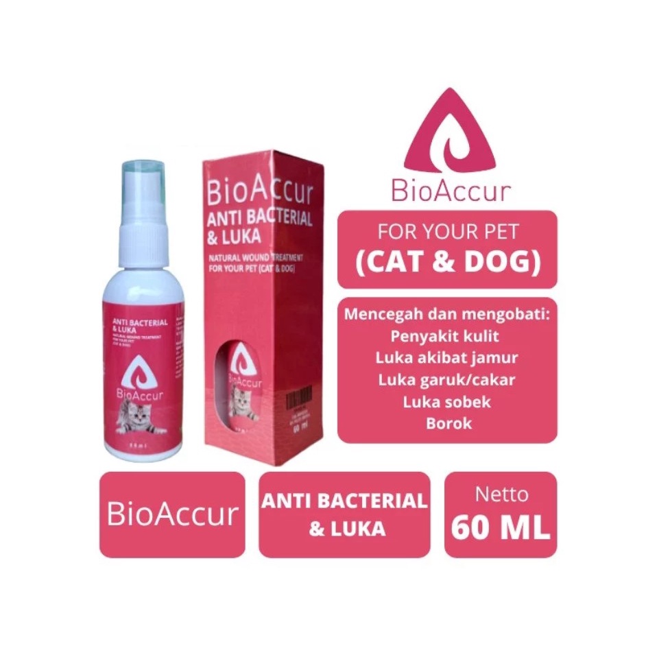 BioAccur Obat Luka &amp; Anti Bakteri Anjing dan Kucing 60mL / Bio Accur Dog &amp; Cat