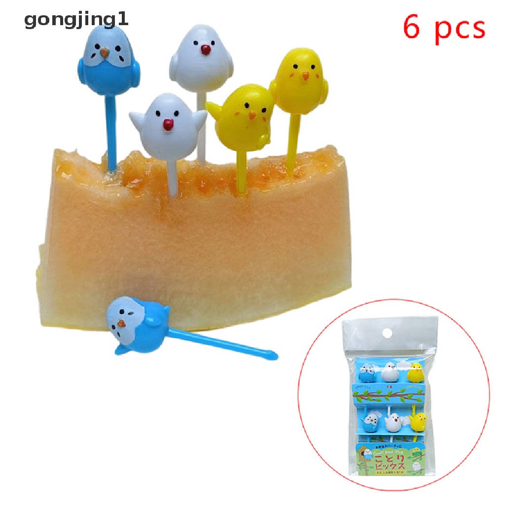 Ggg 6Pcs/s Cute Mini Chick Food Picks Anak Snack Kue Dessert Makanan Garpu Buah ID